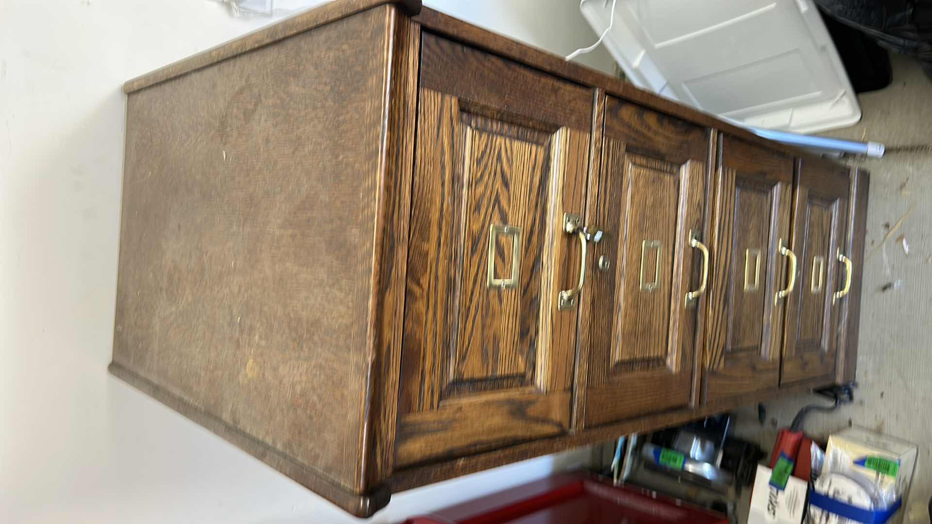 Photo 1 of LOCKING WOOD FILE CABINET WITY KEYS 90” x 28” x 53 1/2”