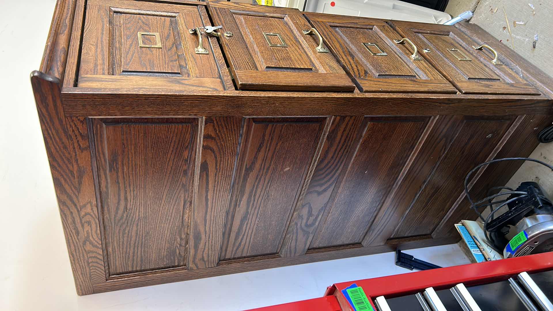 Photo 1 of LOCKING WOOD FILE CABINET WITY KEYS 90” x 28” x 53 1/2”