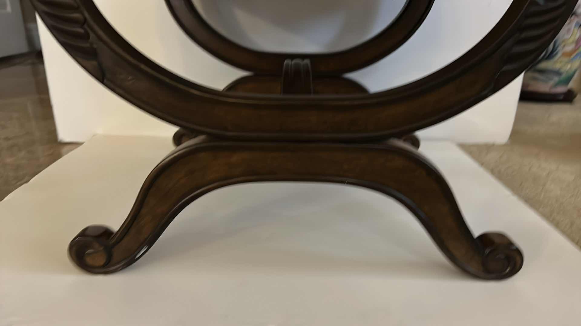 Photo 1 of VINTAGE CARVED WOOD BENCH WITH UPHOLSTERED TOP 22” x 19”