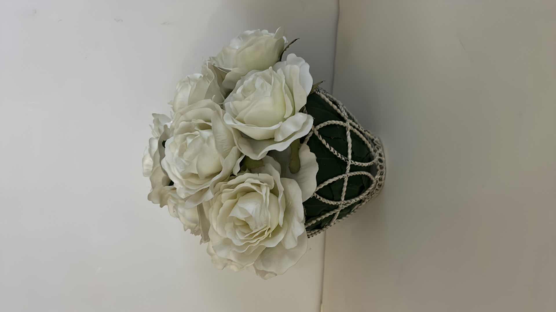 Photo 1 of HOME DECOR-  2 FAUX ROSE FLORAL ARRANGEMENTS  H9.5” AND CANDLE