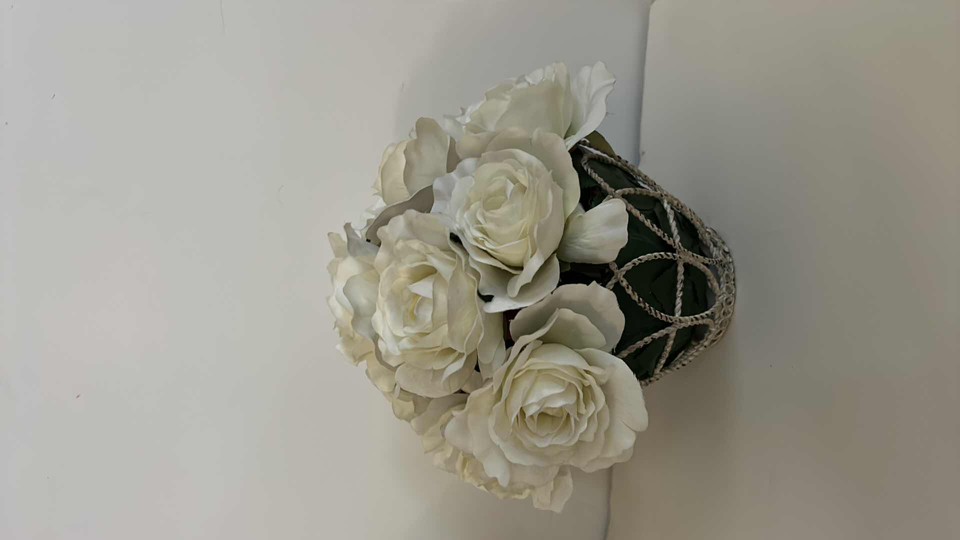 Photo 3 of HOME DECOR-  2 FAUX ROSE FLORAL ARRANGEMENTS  H9.5” AND CANDLE