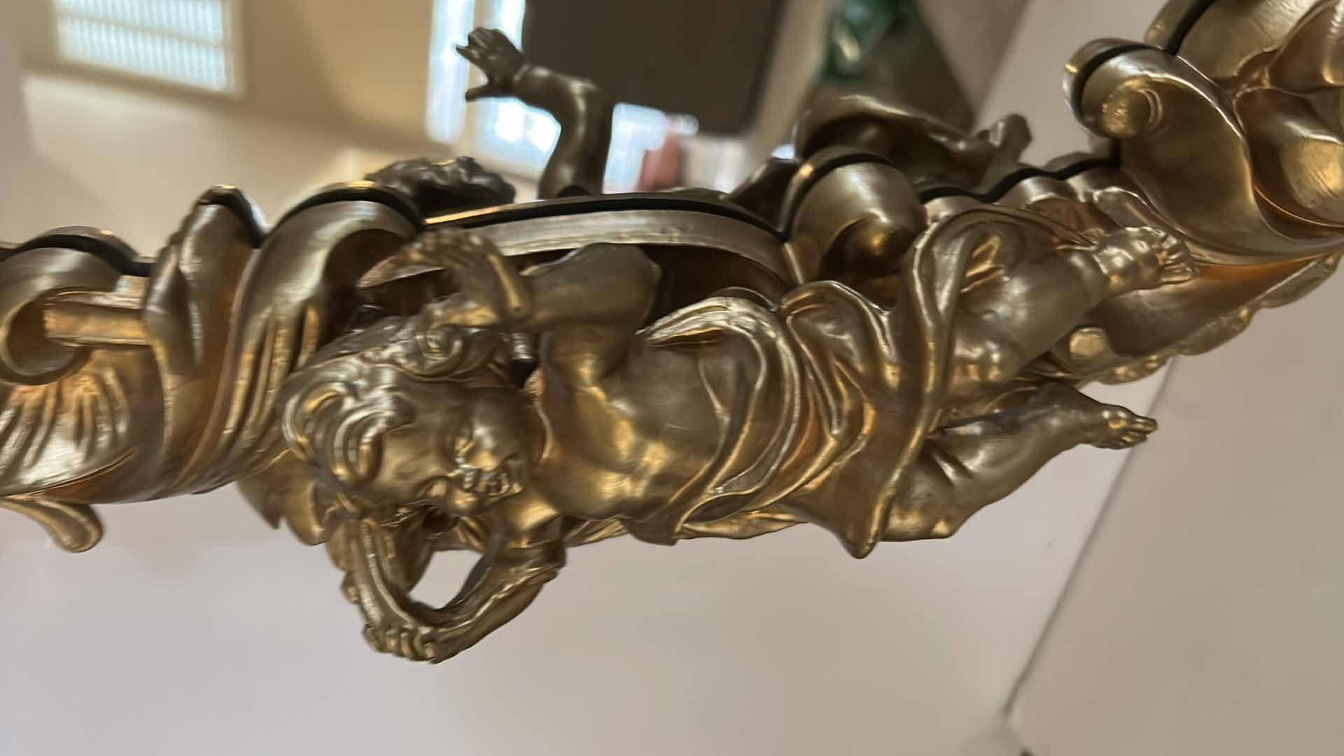 Photo 1 of ORNATE OVAL GOLD FRAMED RESIN MIRROR WITH ANGELS 19 1/2” x 27”