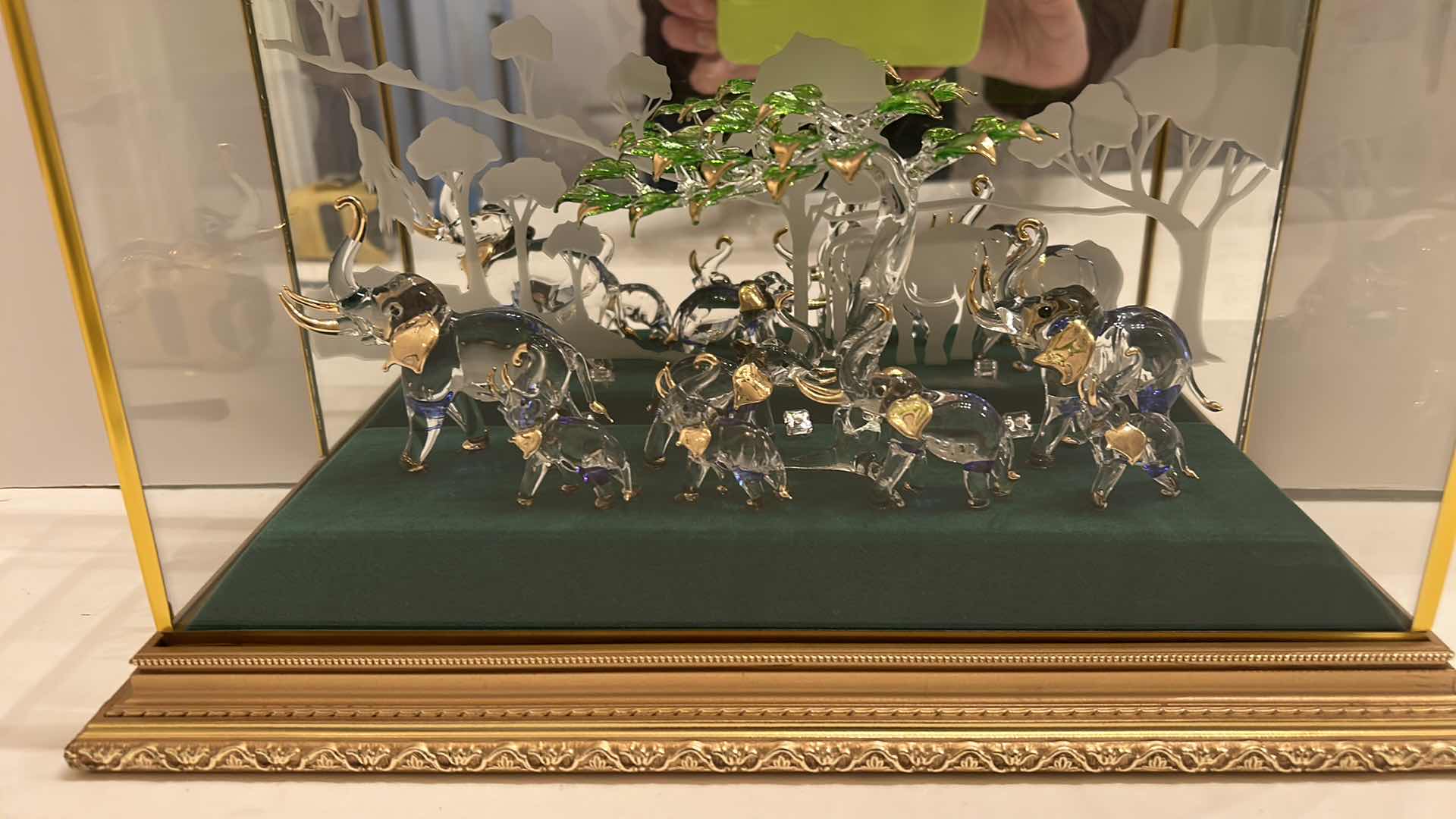 View 4 of LIGHTED DISPLAY BOX WITH GLASS ELEPHANTS 13 1/2“ x 5 1/2“ x 7 1/2