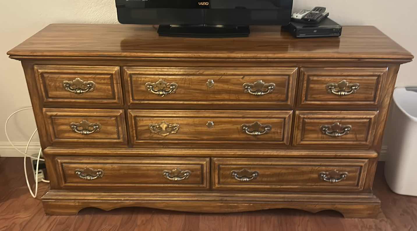 Photo 1 of VINTAGE WOOD DRESSER 64” x 19” x 33”