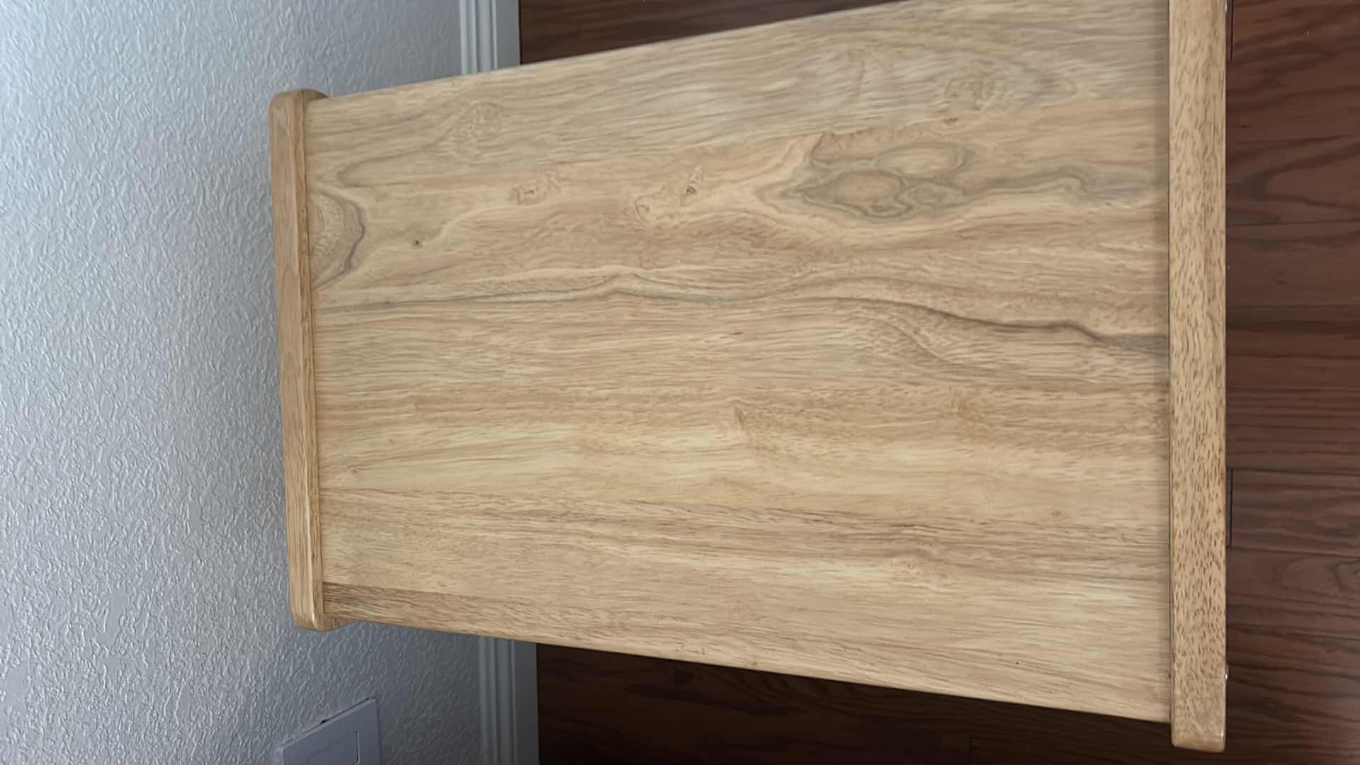 Photo 1 of SMALL WOOD TABLE WITH SHELVES ON WHEELS 23 1/2” x 18 1/2” x 22 1/2”