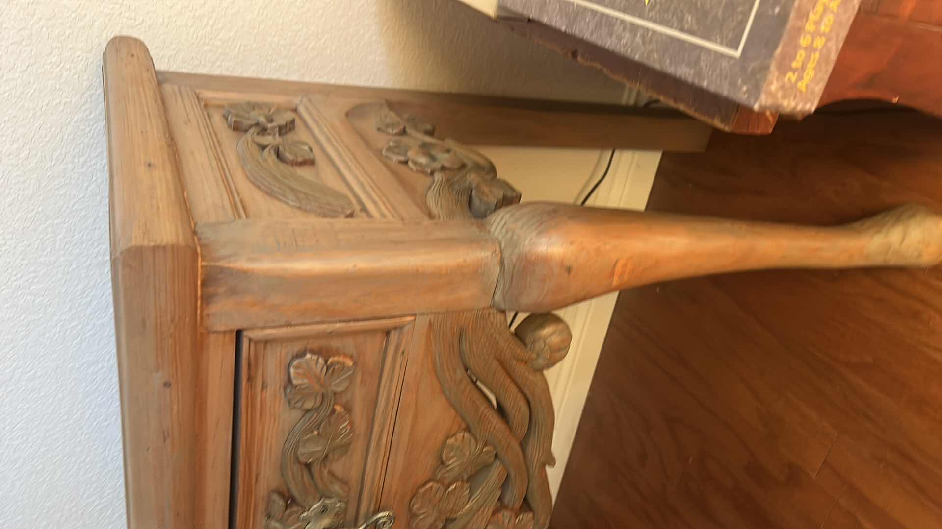 Photo 6 of CARVED WOOD ENTRY TABLE WITH TWO DRAWERS 42” x 17” x 32”