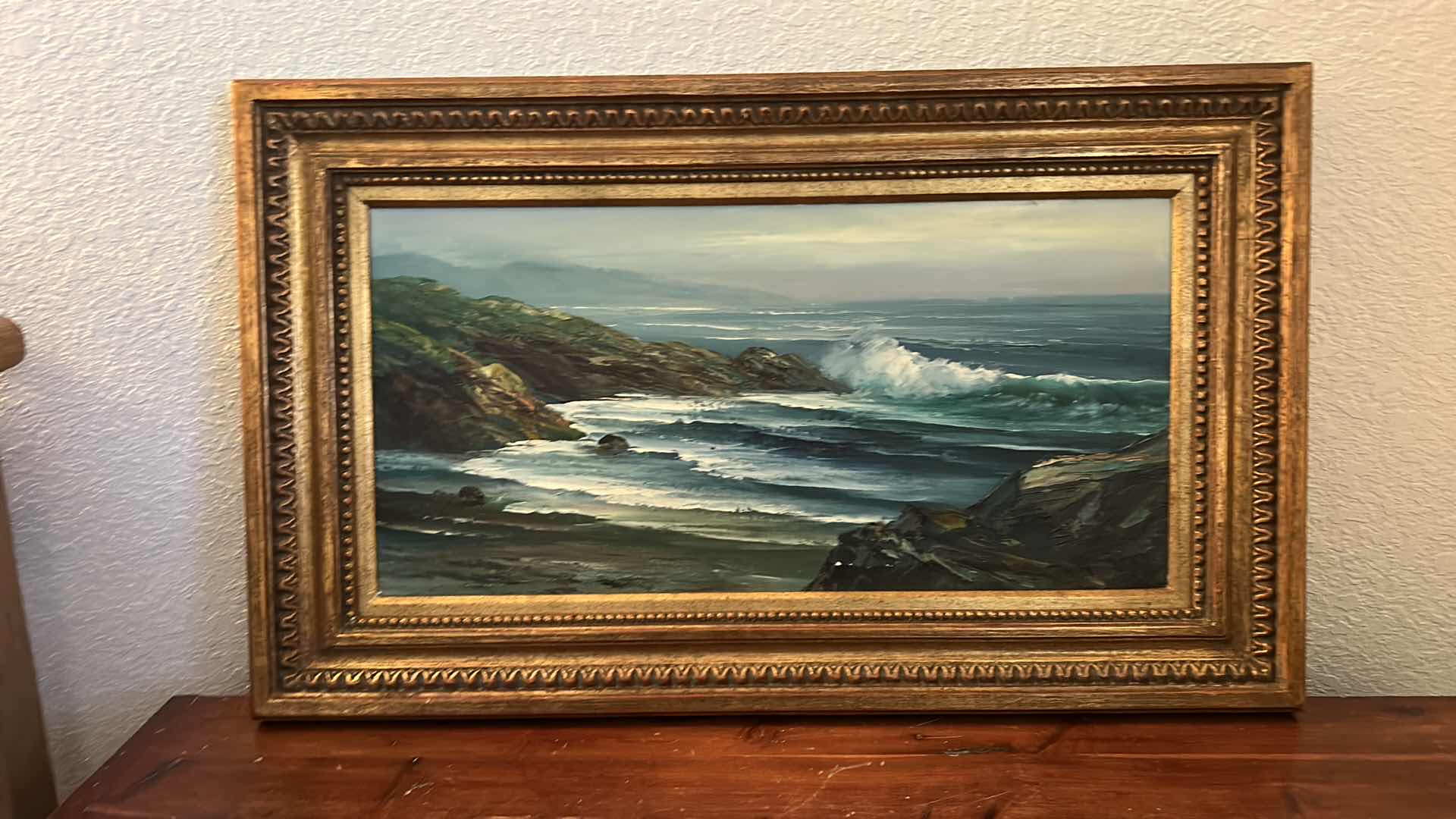 Photo 4 of OIL PAINTING ON CANVAS “OCEAN SCENE” ORNATELY FRAMED 30 1/2” x 19”