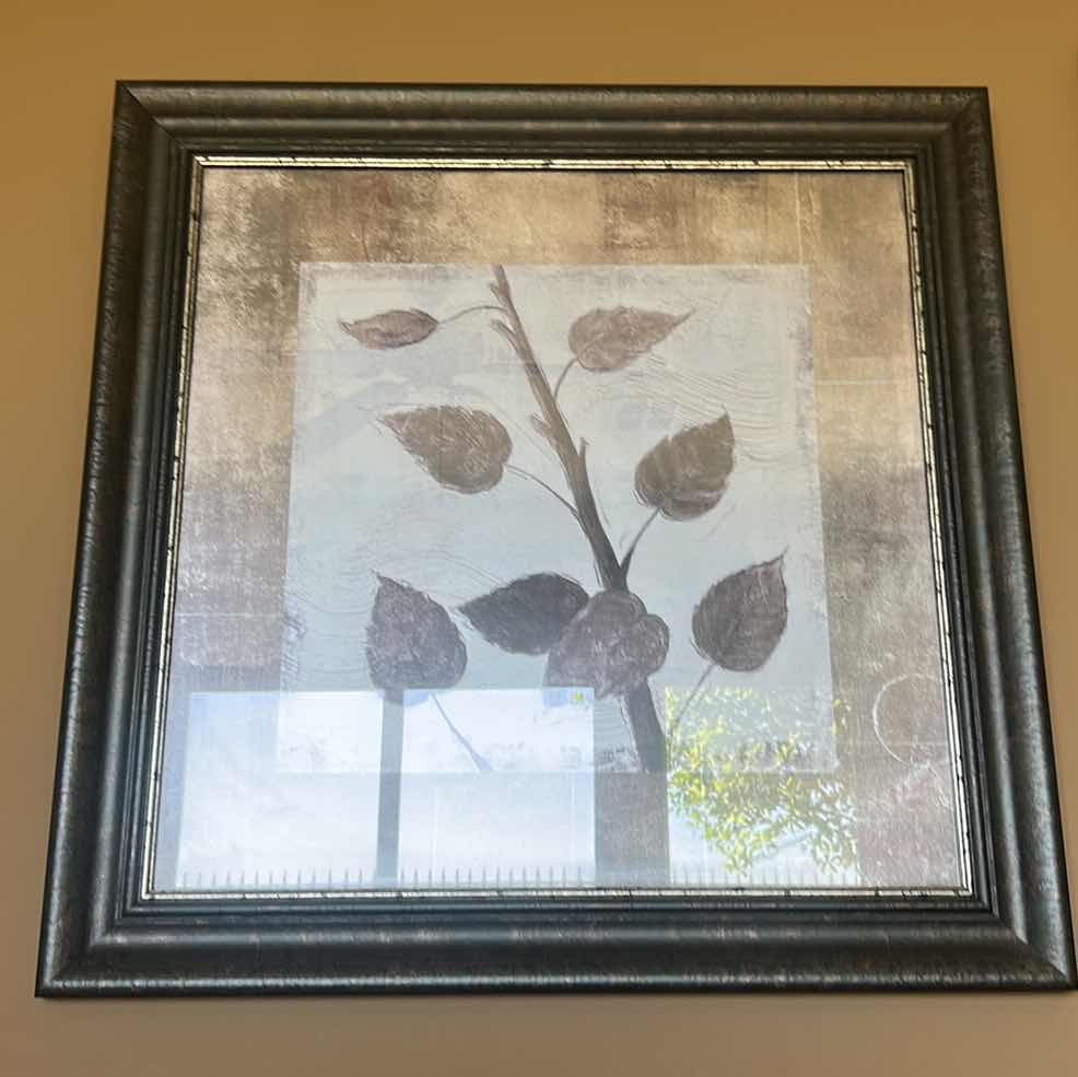 Photo 1 of SILVER BRONZE AND GOLD BRANCH WITH LEAVES FRAMED ARTWORK 33” x 33”