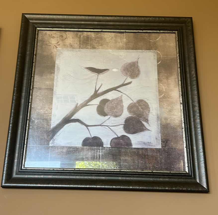 Photo 1 of SILVER BRONZE AND GOLD BRANCH WITH LEAVES FRAMED ARTWORK 33” x 33”