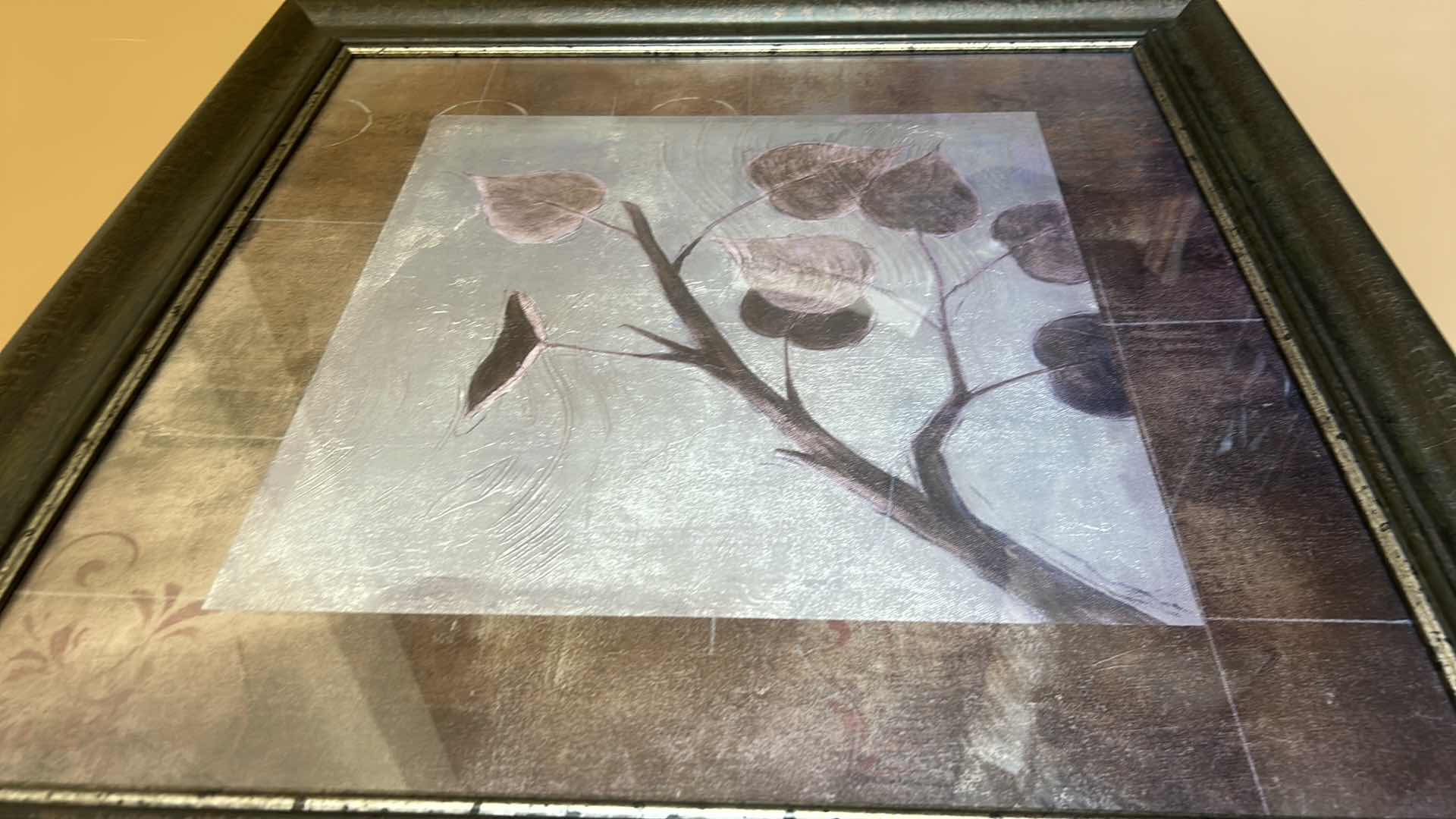 Photo 1 of SILVER BRONZE AND GOLD BRANCH WITH LEAVES FRAMED ARTWORK 33” x 33”