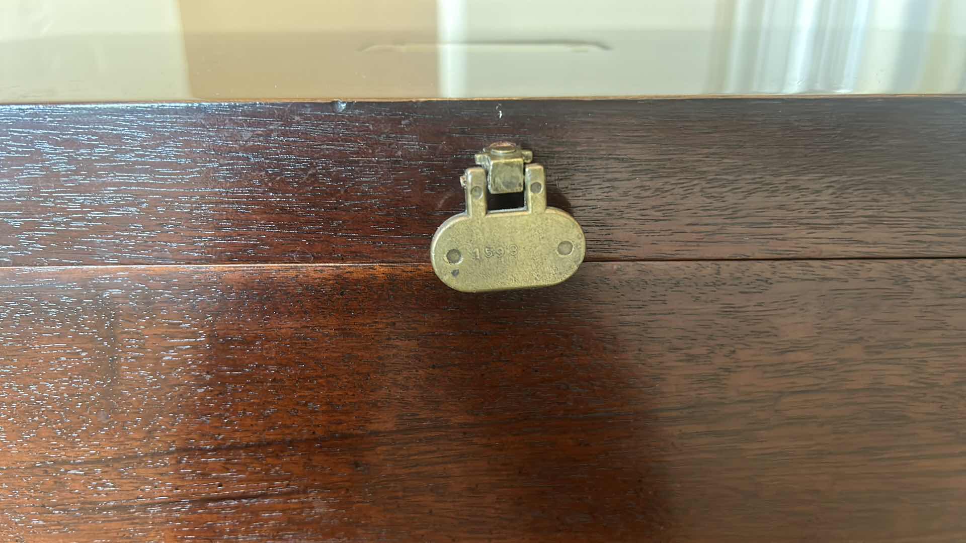 Photo 1 of HEAVY WOOD CHEST WITH BRASS ACCENT ON BRASS LEGS 18” x 11” x 21”