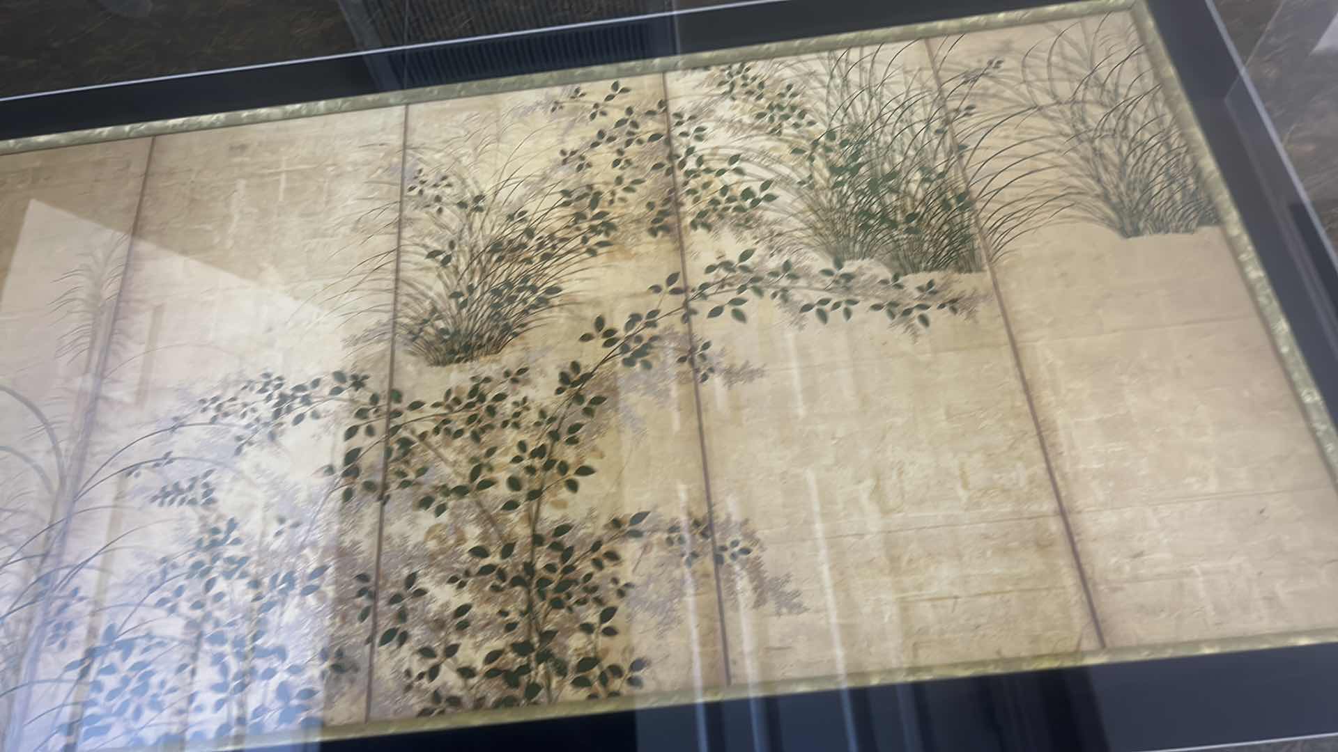 Photo 1 of LARGE ASIAN INSPIRED GOLD WITH LEAVES ARTWORK GOLD FRAMED 63” x 39