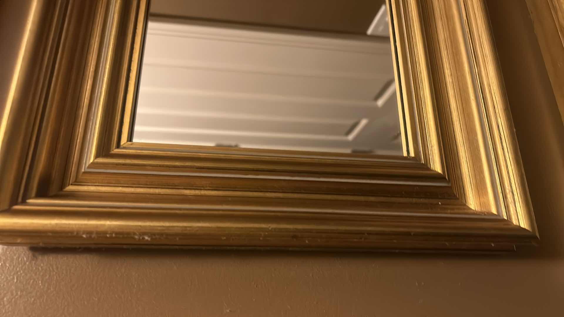 Photo 1 of 3 GOLD FRAMED BEVELED GLASS MIRRORS (LARGEST 14” x 12)