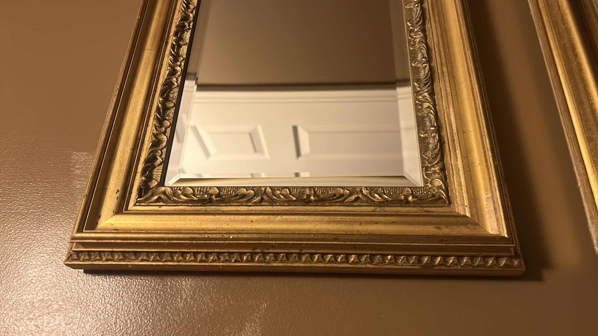 Photo 1 of 3 GOLD FRAMED BEVELED GLASS MIRRORS (LARGEST 14” x 12)