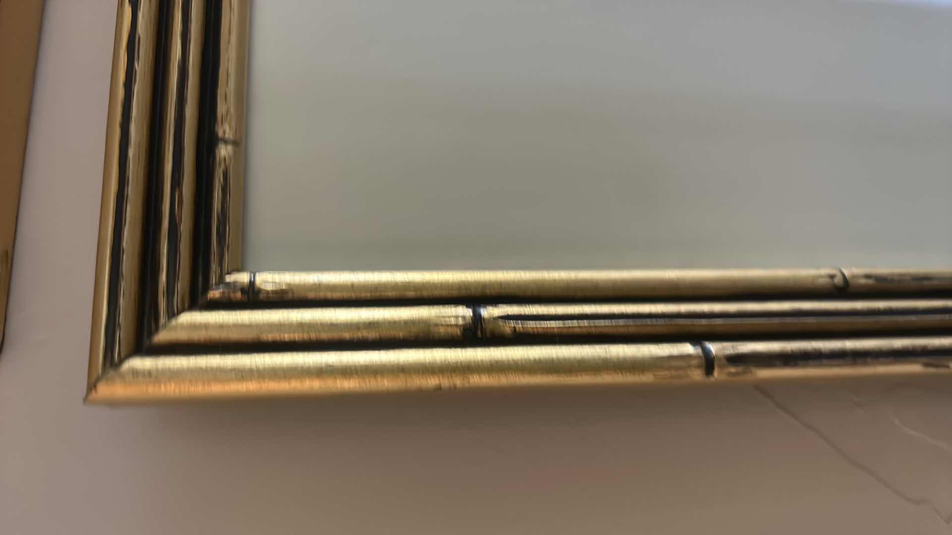 Photo 1 of 2 GOLD AND BLACK ASIAN INSPIRED ARTWORK, GOLD BAMBOO FRAME 21 1/4 x 21 1/4