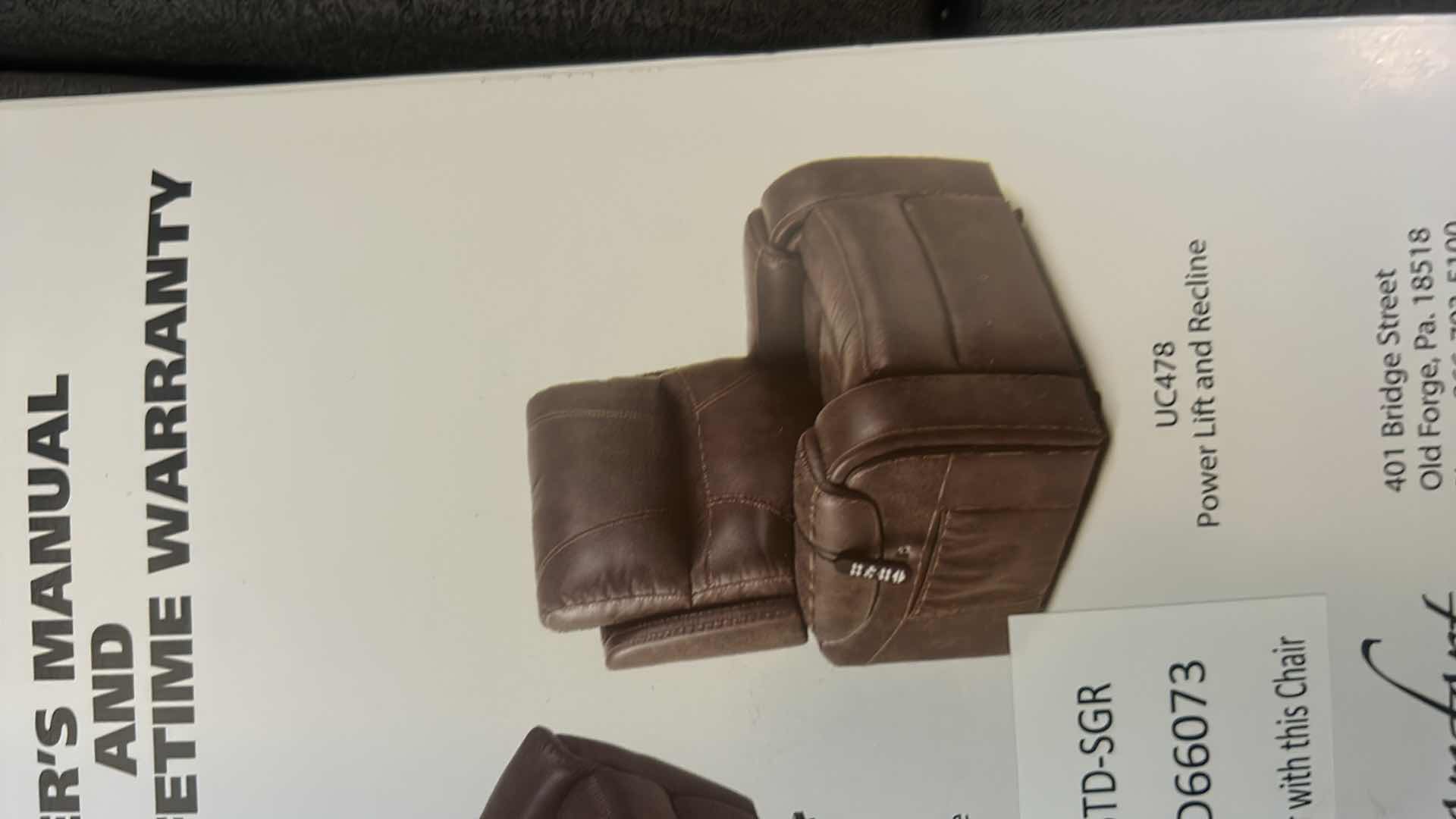 Photo 4 of Ultra comfort, power, lift, and recline chair, gray leather