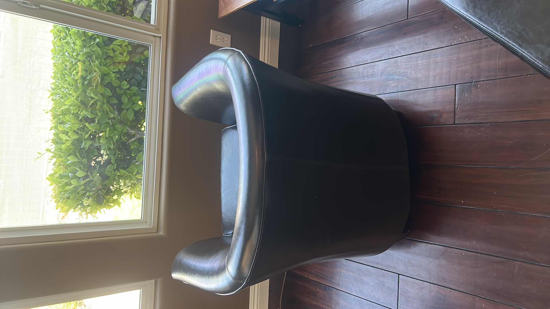 View 4 of DARK BROWN FAUX LEATHER CHAIR WITH STORAGE OTTOMAN (CHAIR 29 x 30 x 31)