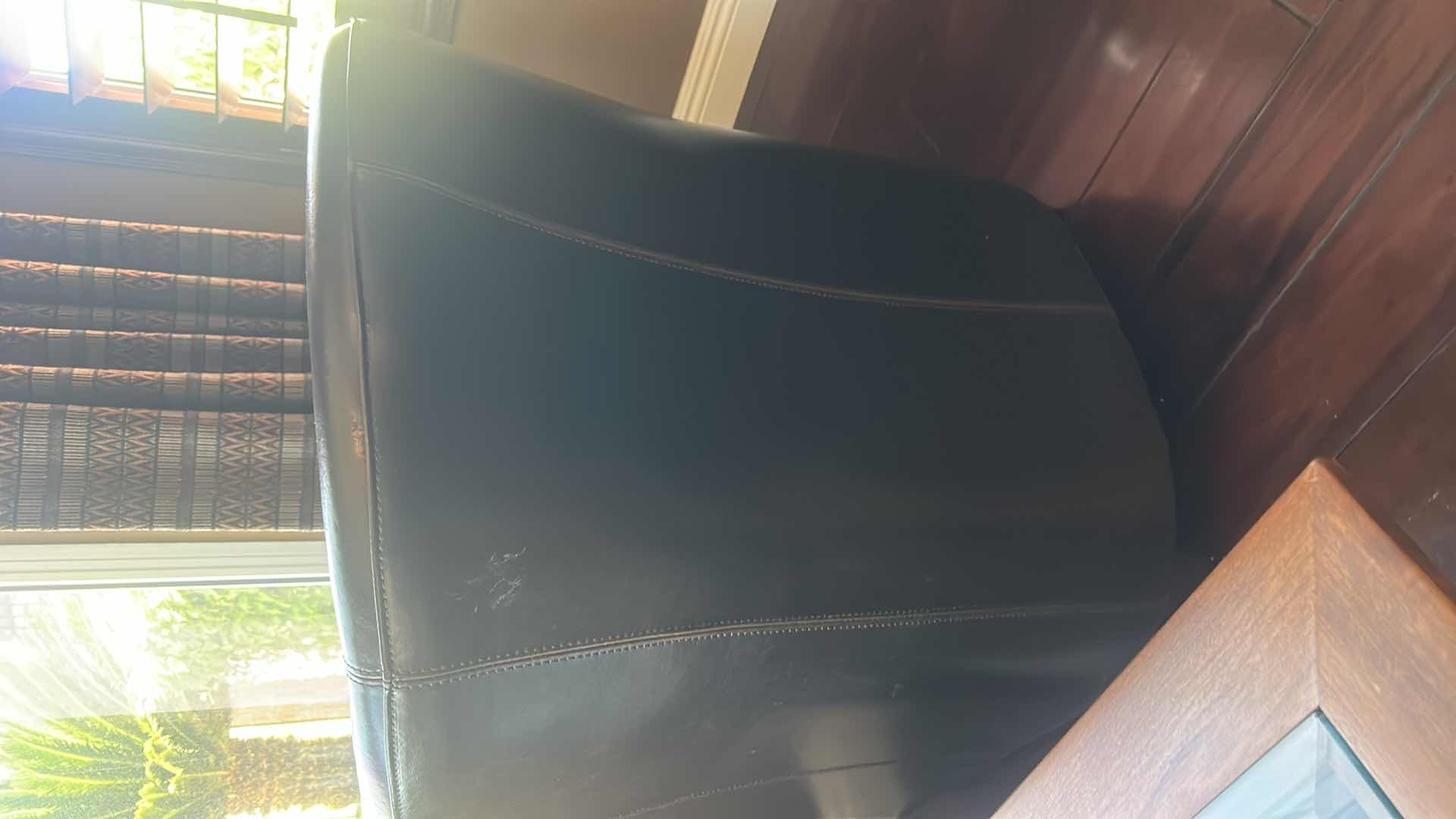 View 6 of DARK BROWN FAUX LEATHER CHAIR WITH STORAGE OTTOMAN (CHAIR 29 x 30 x 31)