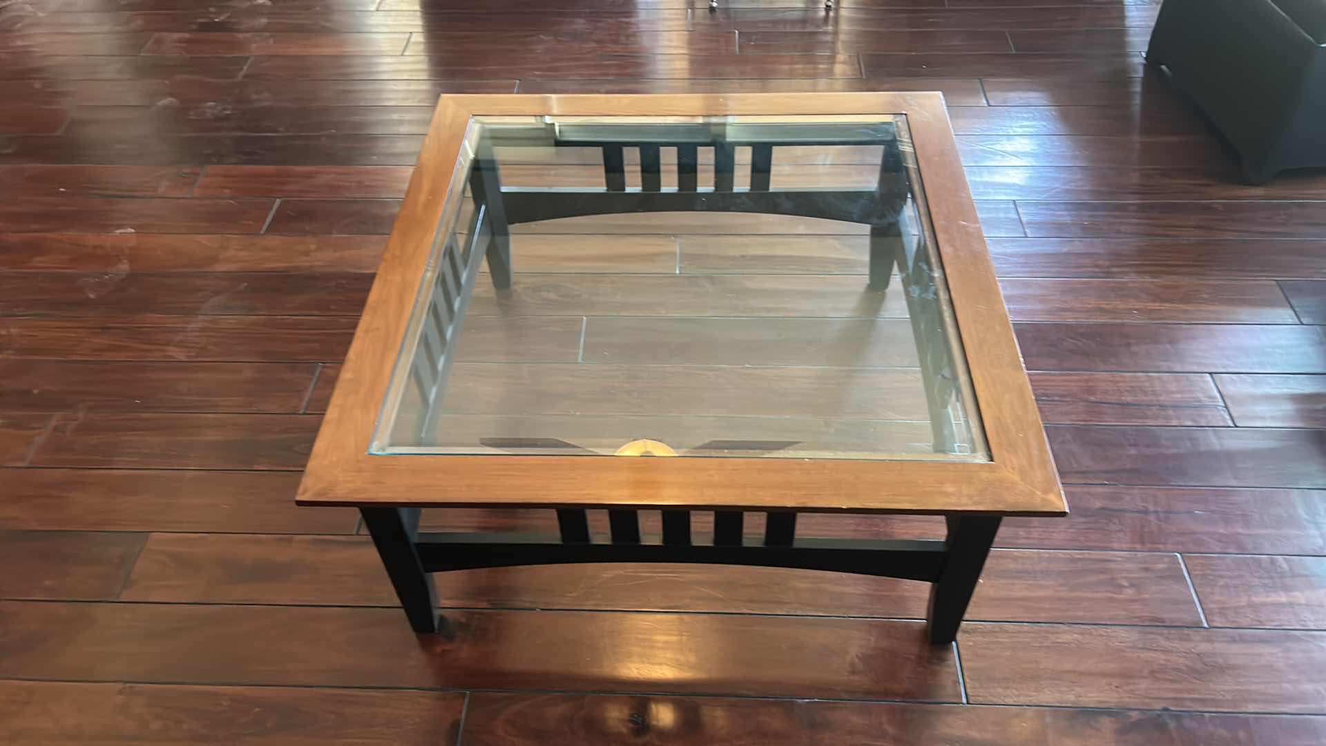 Photo 1 of SQUARE COFFEE TABLE WITH GLASS INSERT 38” x 38” x 17”