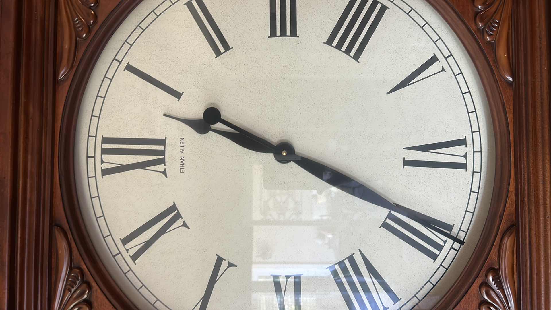 Photo 1 of ETHAN ALLEN WOOD FRAMED WALL CLOCK 26” x 26” x 3 3/4”