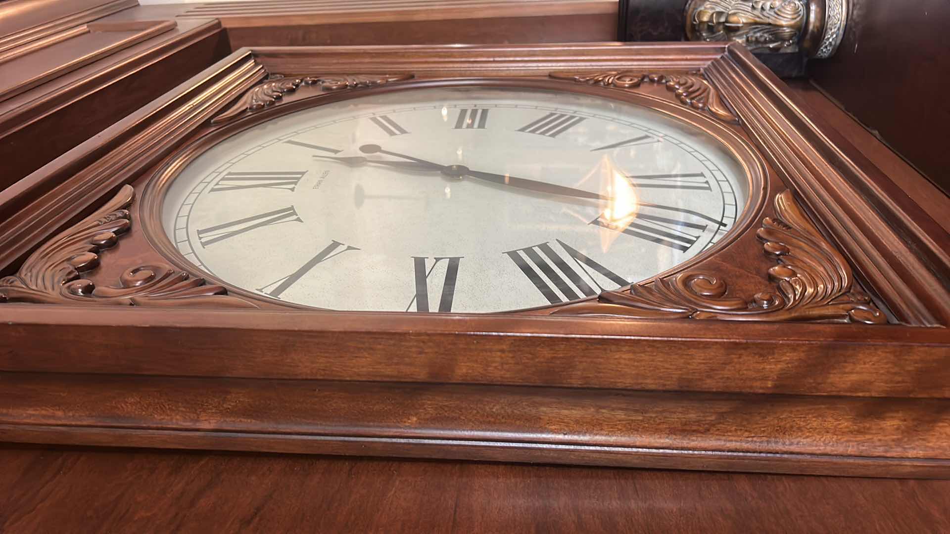 Photo 1 of ETHAN ALLEN WOOD FRAMED WALL CLOCK 26” x 26” x 3 3/4”