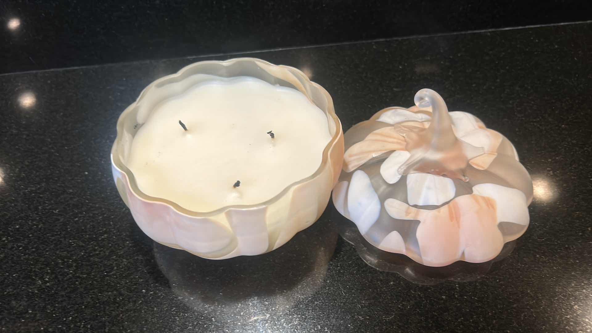 Photo 3 of COLORFUL GLASS DISH WITH 3 WICK CANDLE FROM ANTHROPOLOGY