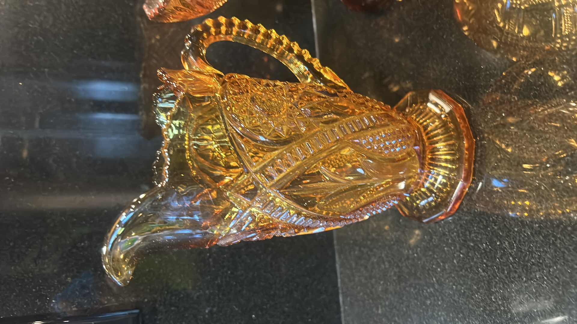 Photo 1 of 2 PIECE CARNIVAL GLASS (TALLEST H9”)