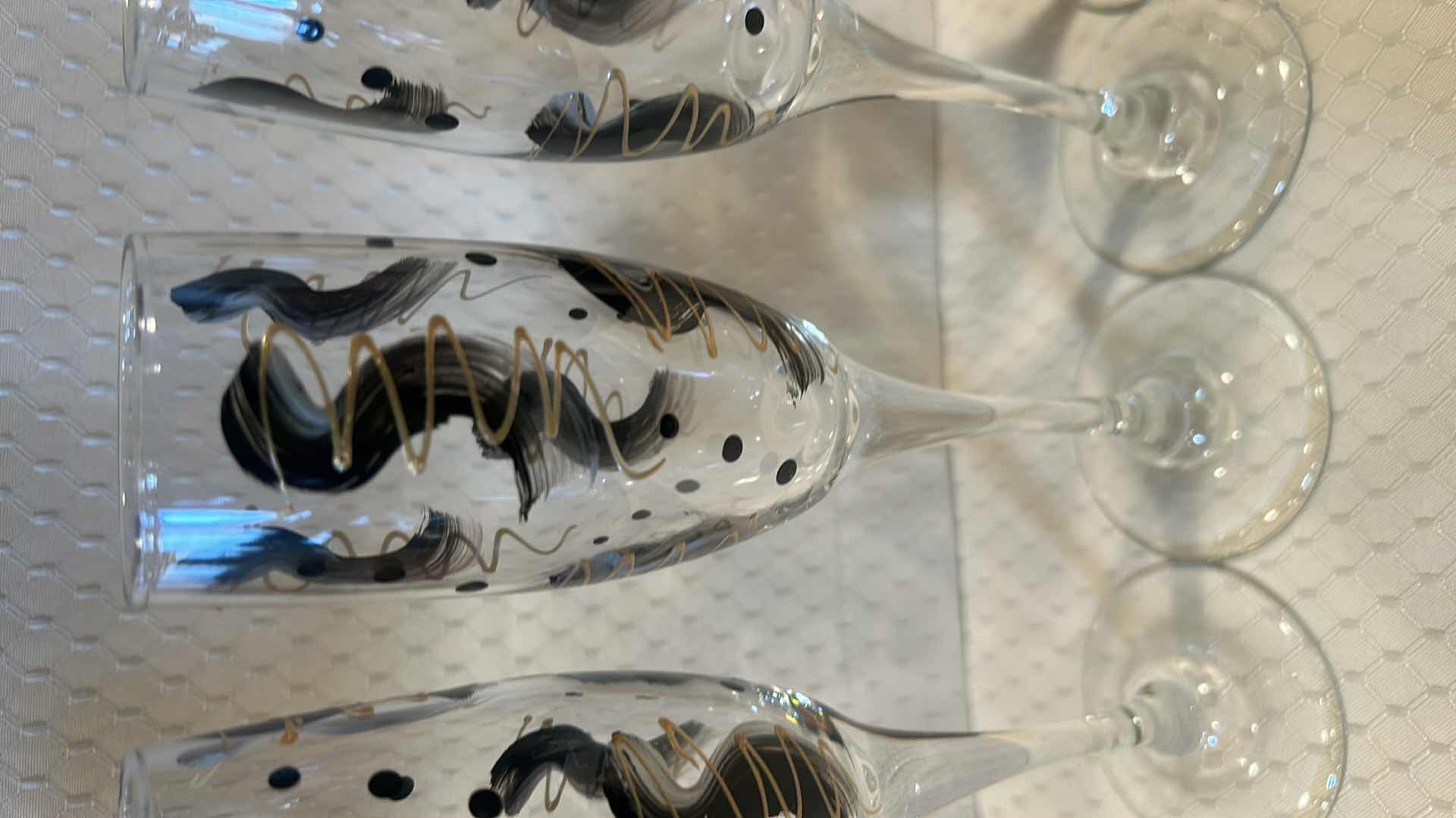 Photo 1 of 4 PC HANDPAINTED STEMWARE