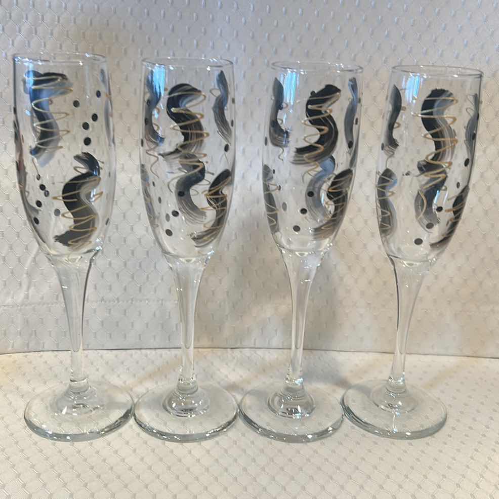 Photo 1 of 4 PC HANDPAINTED STEMWARE