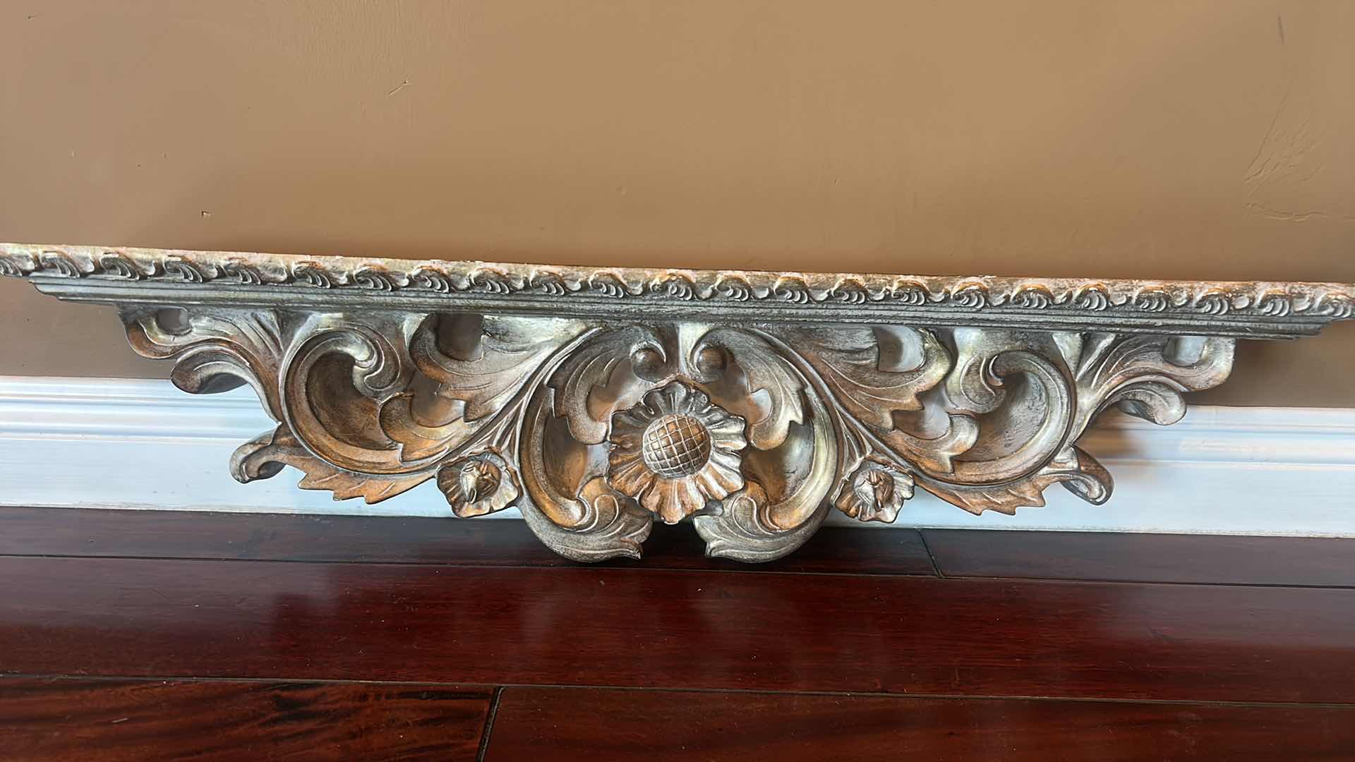 Photo 5 of HEAVY PLASTER WALL SHELF OR SHELF DECOR 3’ x 6” x 9” (WAS DISPLAYED UPSIDE DOWN ON TOP OF KITCHEN CABINETS)