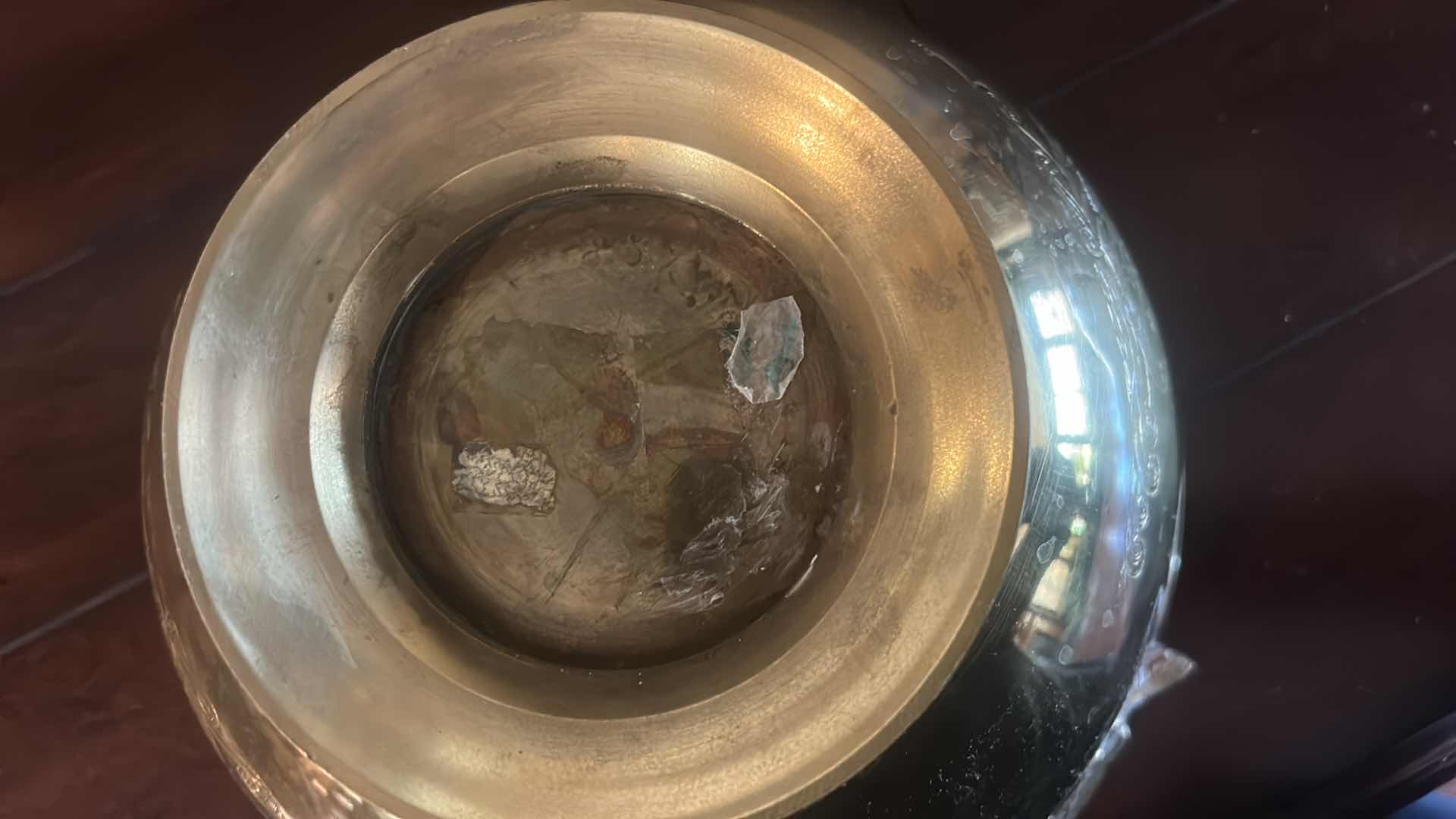 Photo 1 of BRASS BOWL WITH SWAN ETCHING 12 1/2” x 6 3/4”