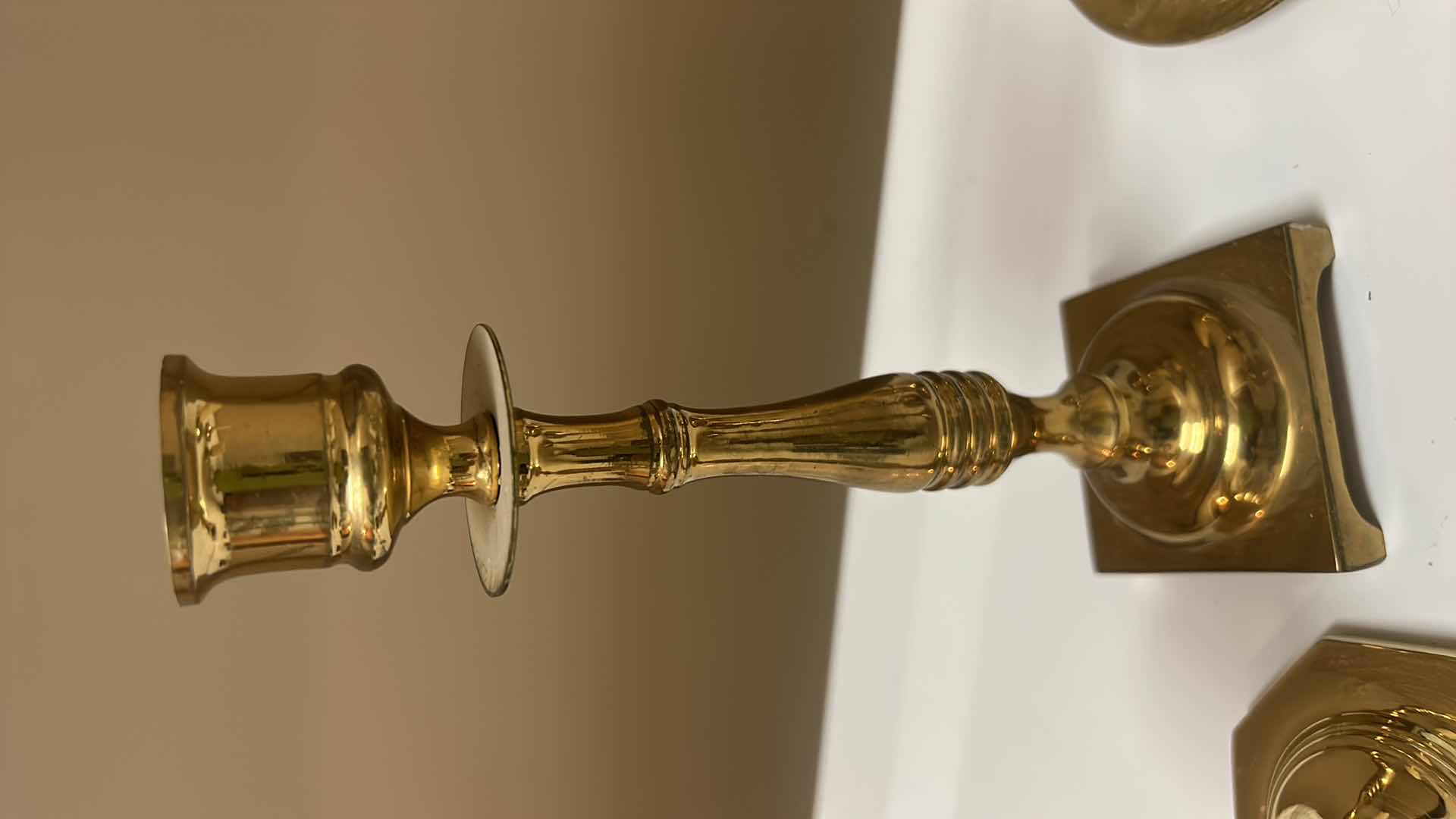 Photo 1 of BRASS CANDLE HOLDER ASSORTMENT (TALLEST 7.5”)