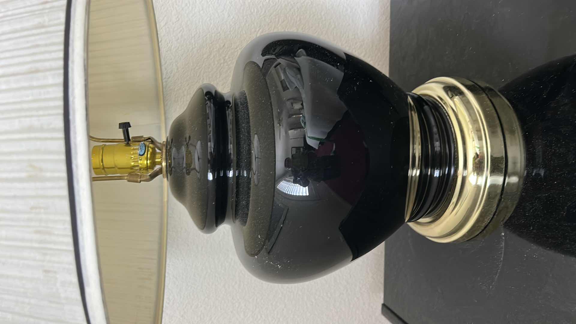 Photo 1 of BLACK PORCELAIN TEMPLE JAR LAMP H28”