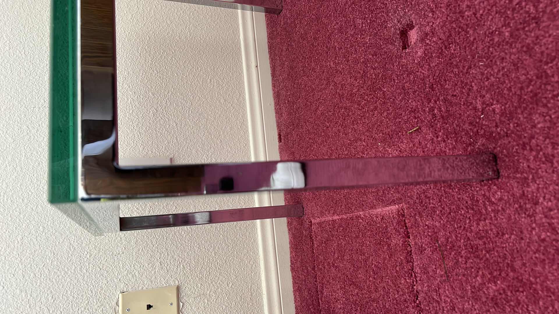 Photo 1 of 3/4” THICK GLASS TOPPED CHROME TABLE 20“ x 16“