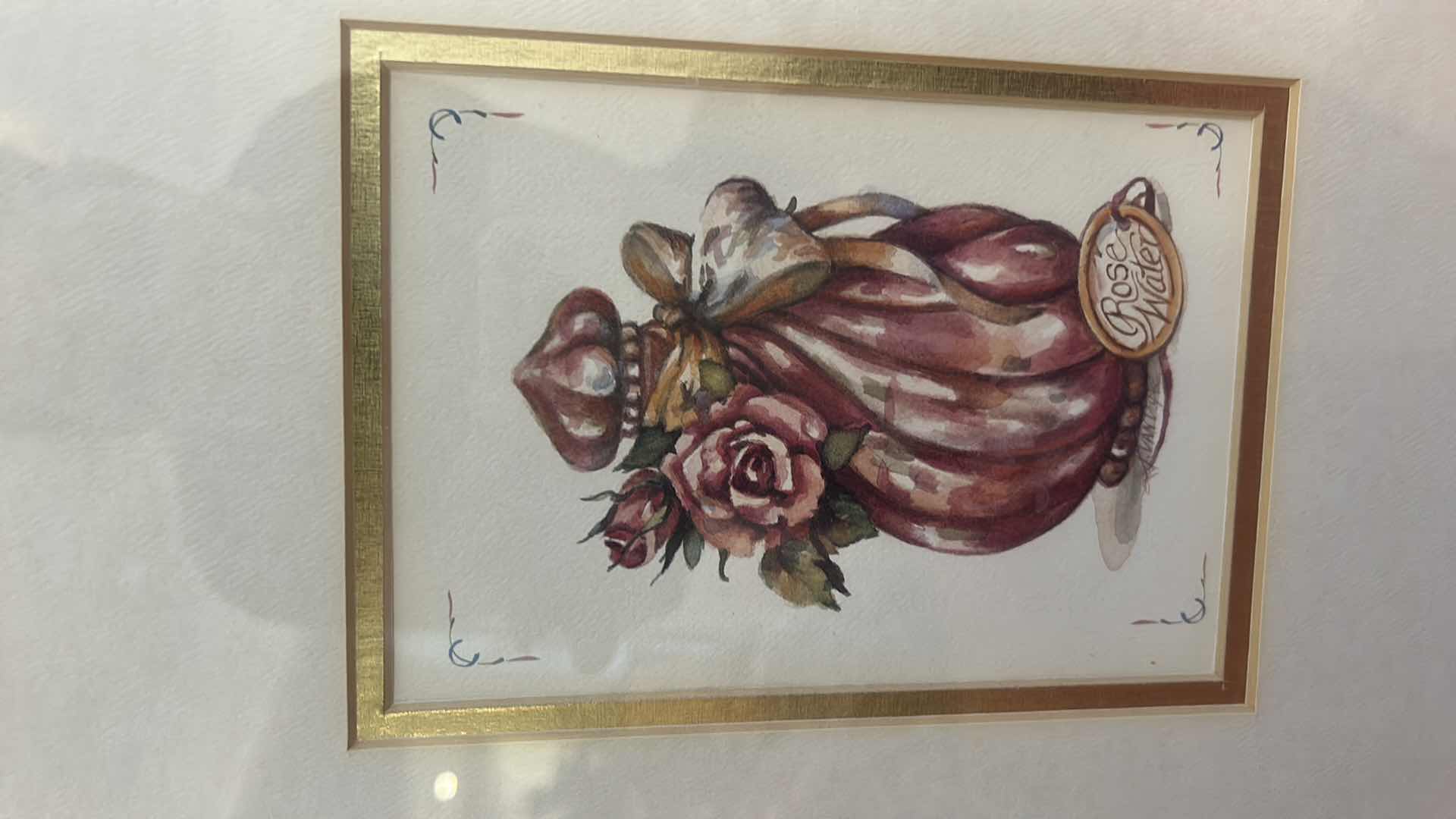 Photo 1 of 2 BLACK LAQUER FRAMED PERFUME BOTTLE ARTWORK 13” x 16 1/2”