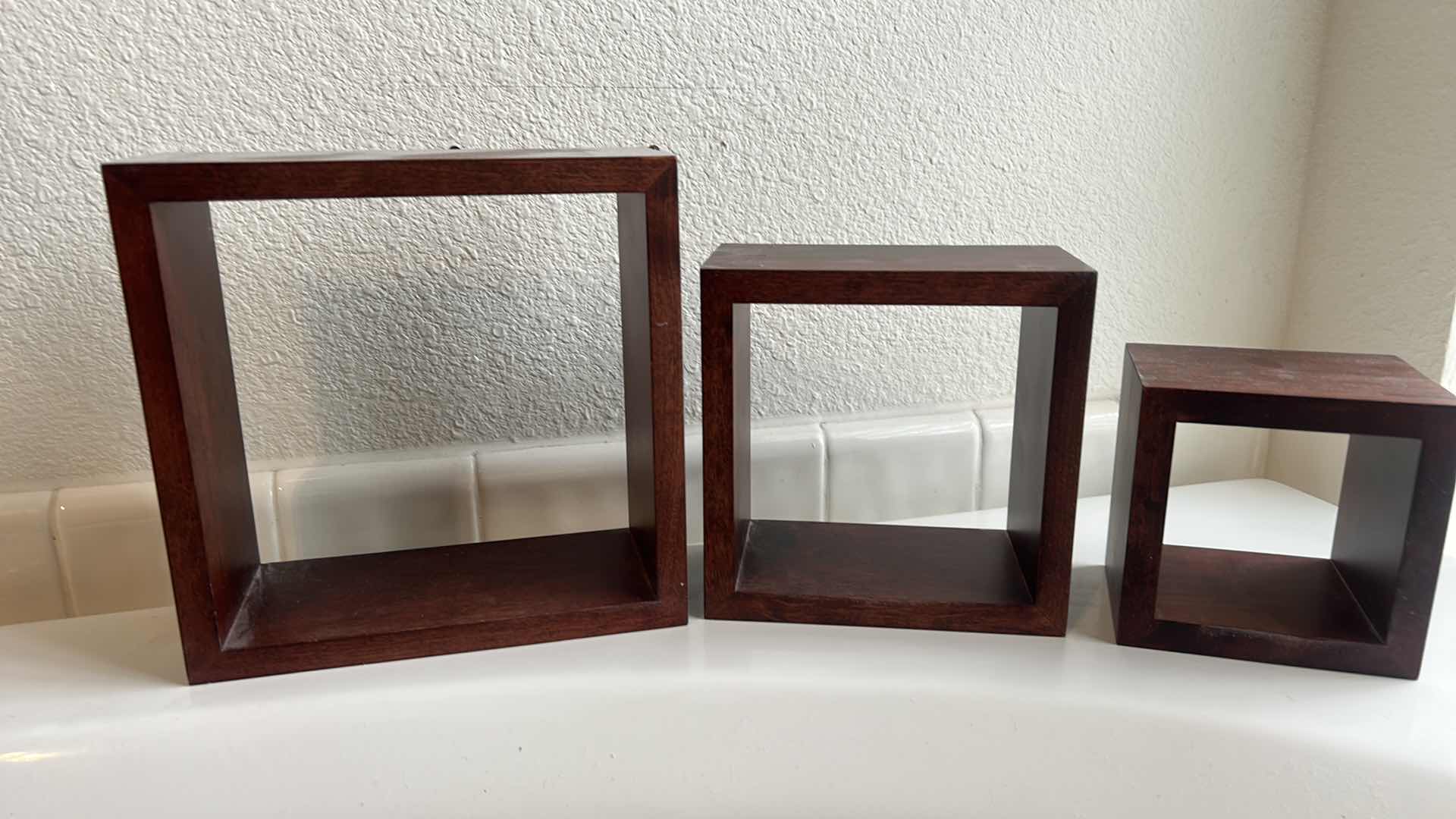 Photo 1 of 3 SMALL FLOATING DISPLAY SHELVES (LARGEST 9” x 9”)