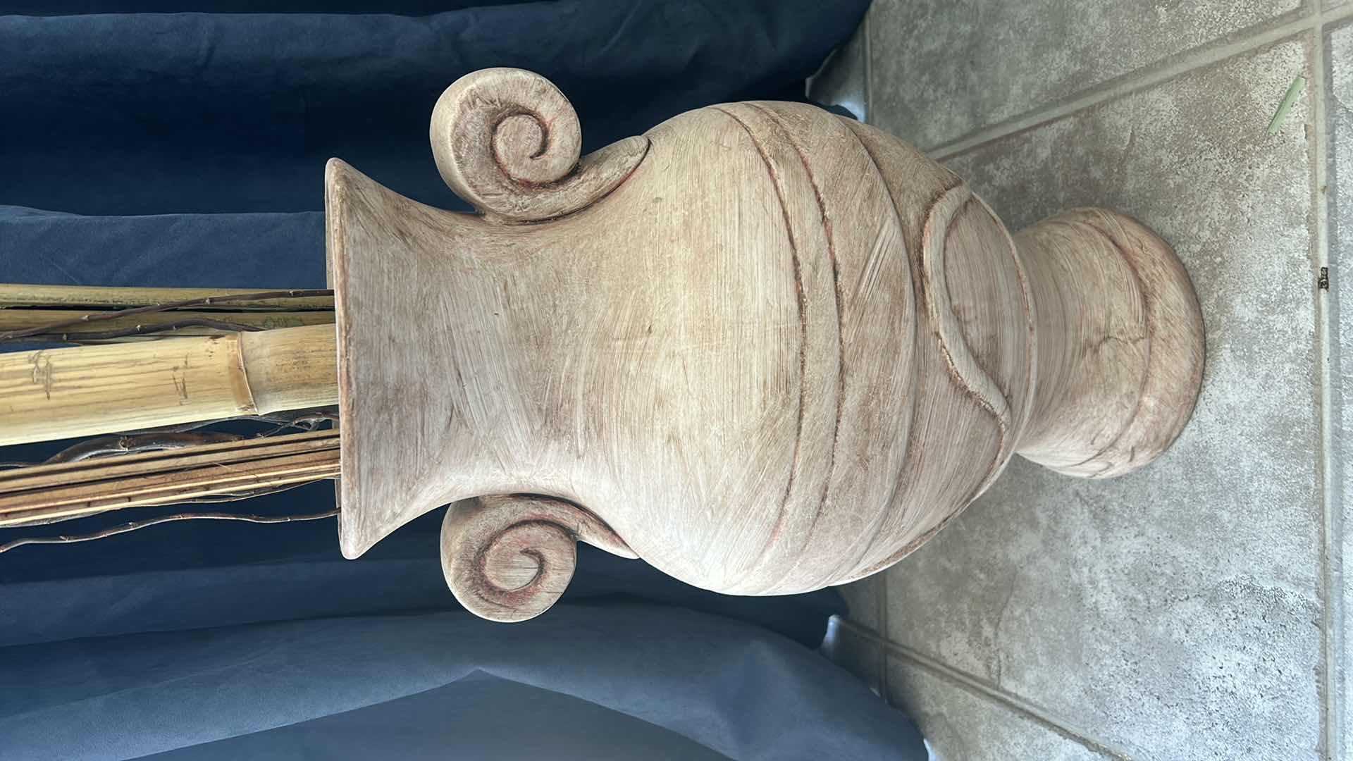 Photo 1 of CERAMIC POT WITH TALL BAMBOO H82”