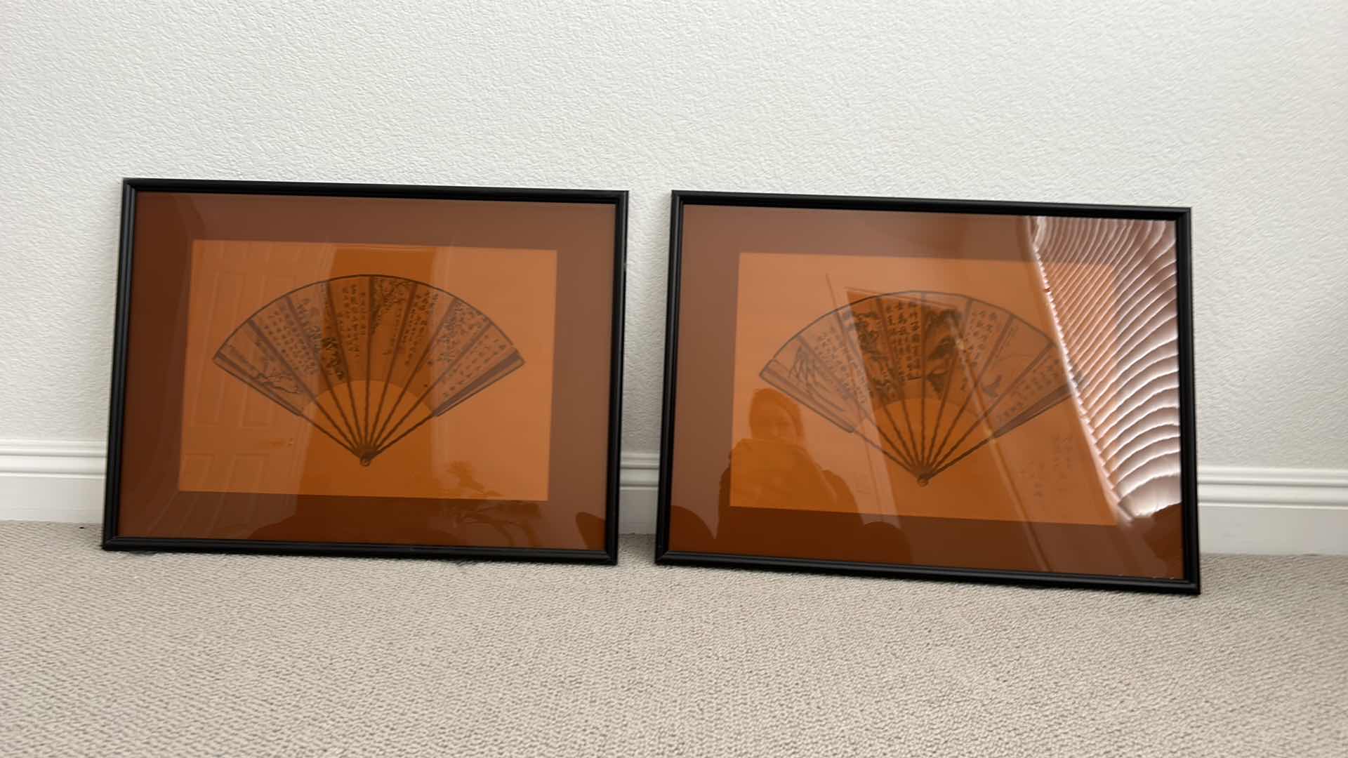 Photo 1 of 2 - FRAMED CHINESE FANS ARTWORK 26” x 19”