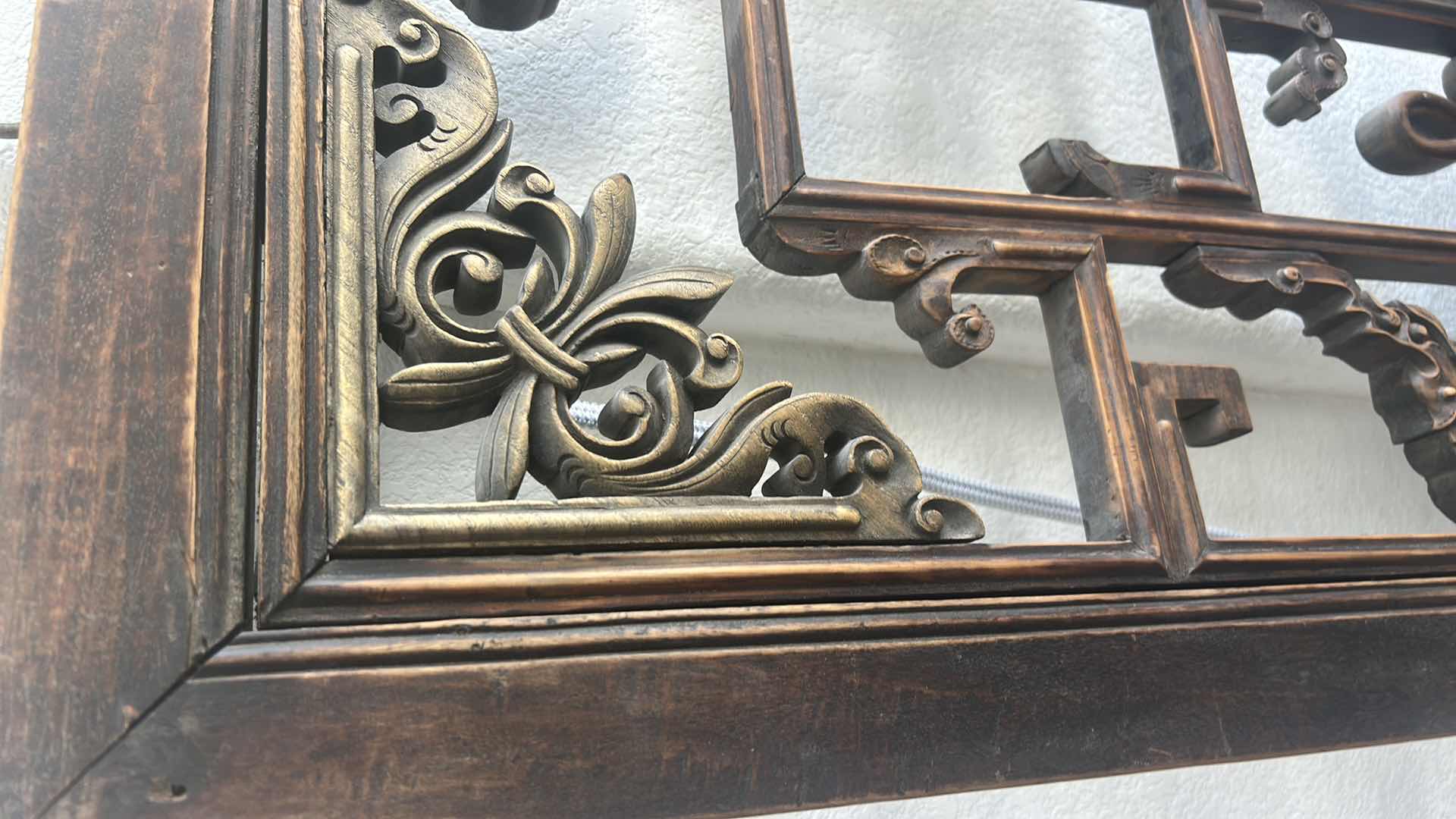 Photo 1 of ANTIQUE CHINESE CARVED WOOD WINDOW LATTICE PANEL 44 3/4 inch x 47.25”