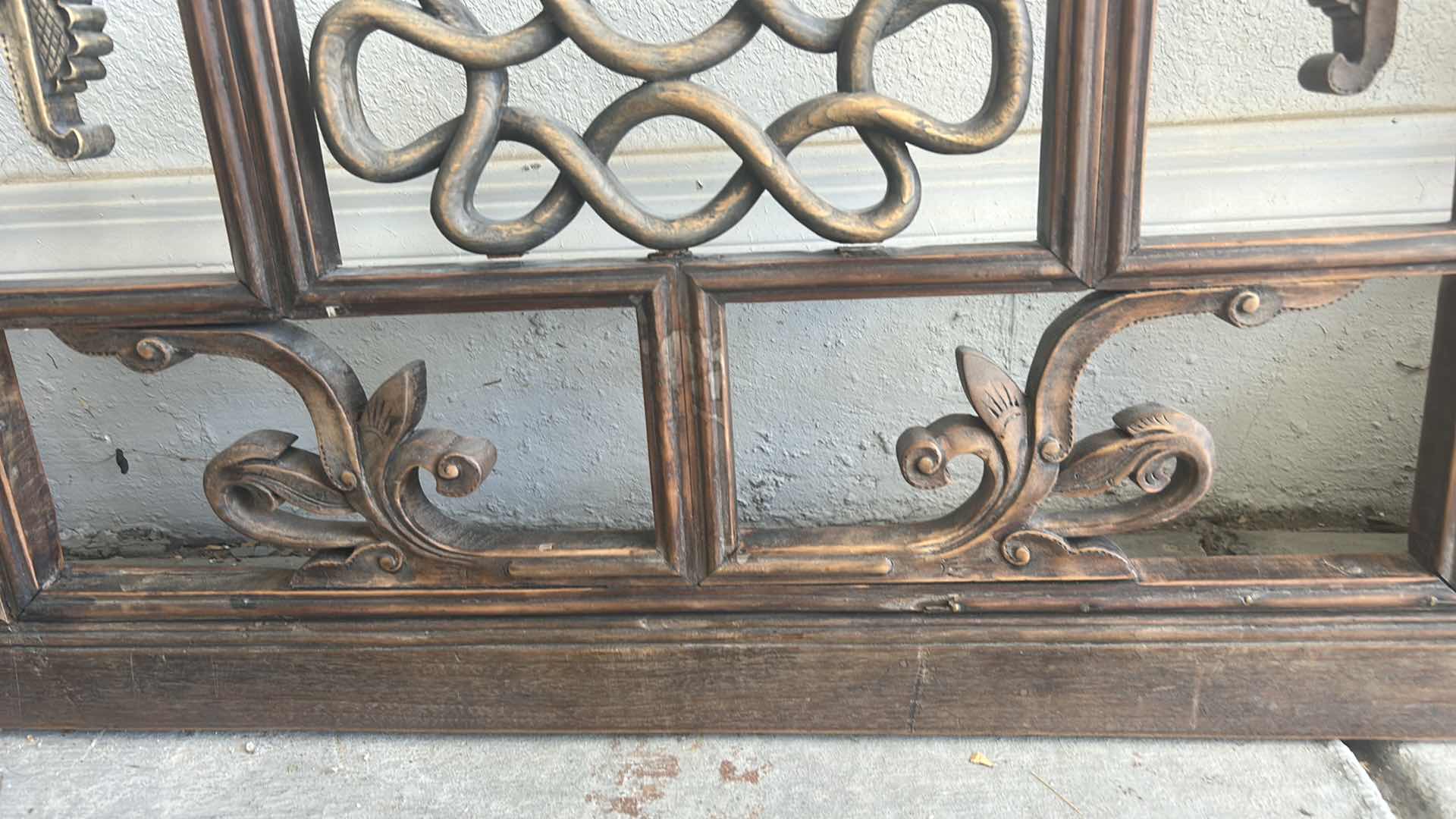 Photo 1 of ANTIQUE CHINESE CARVED WOOD WINDOW LATTICE PANEL 44 3/4 inch x 47.25”