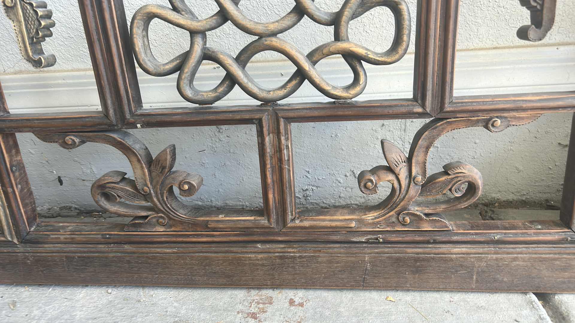 Photo 1 of ANTIQUE CHINESE CARVED WOOD WINDOW LATTICE PANEL 44 3/4 inch x 47.25”