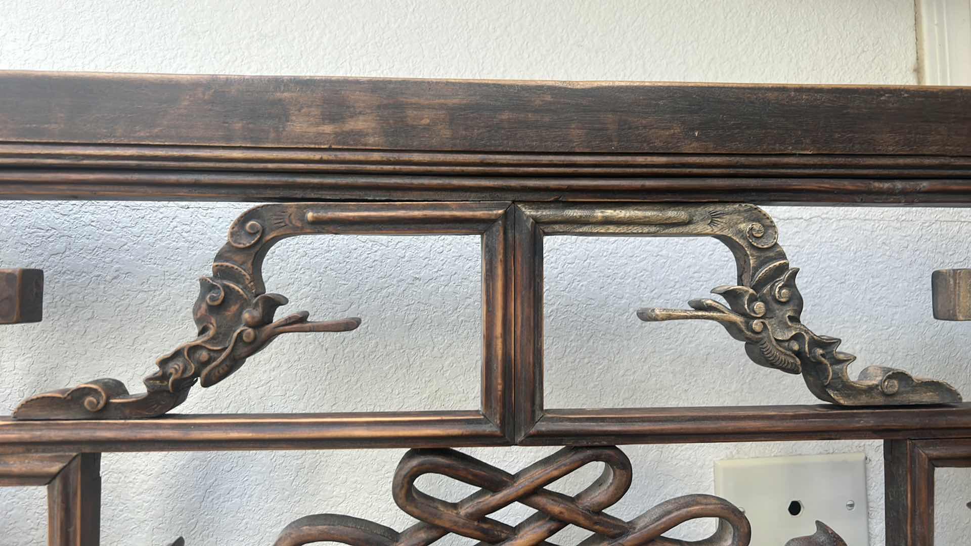 Photo 1 of ANTIQUE CHINESE CARVED WOOD WINDOW LATTICE PANEL 44 3/4 inch x 47.25”