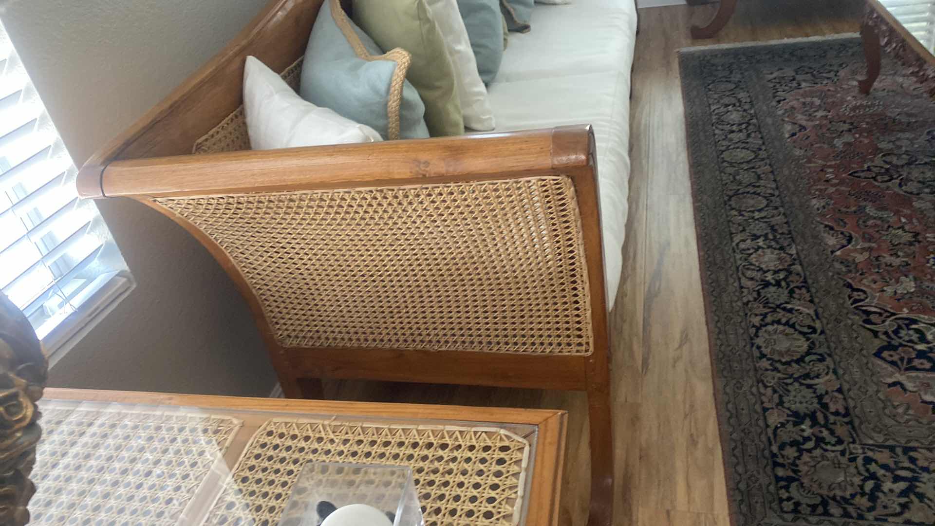 Photo 1 of 99” X 25 1/2” X 34” CUSTOM MADE SOFA WOOD AND CANE BACK FROM BALI INDONESIA