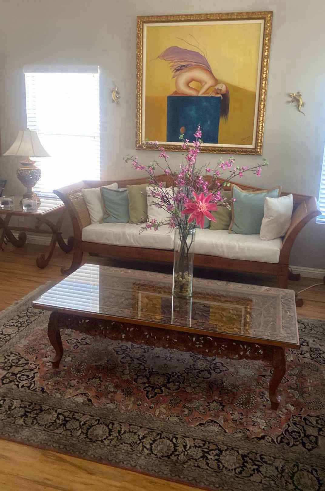 Photo 1 of 99” X 25 1/2” X 34” CUSTOM MADE SOFA WOOD AND CANE BACK FROM BALI INDONESIA