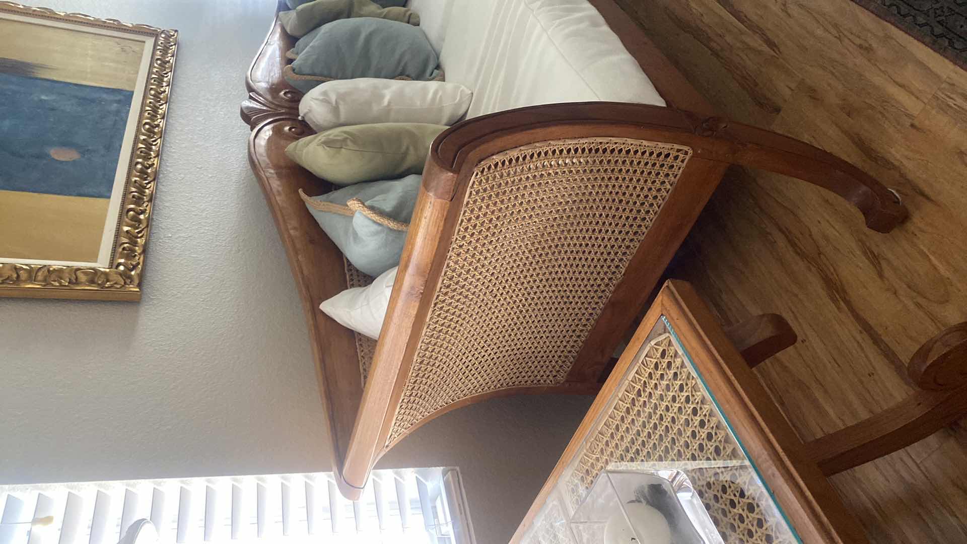 Photo 1 of 99” X 25 1/2” X 34” CUSTOM MADE SOFA WOOD AND CANE BACK FROM BALI INDONESIA