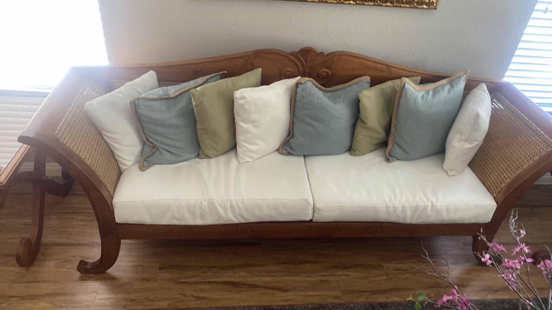 Photo 1 of 99” X 25 1/2” X 34” CUSTOM MADE SOFA WOOD AND CANE BACK FROM BALI INDONESIA