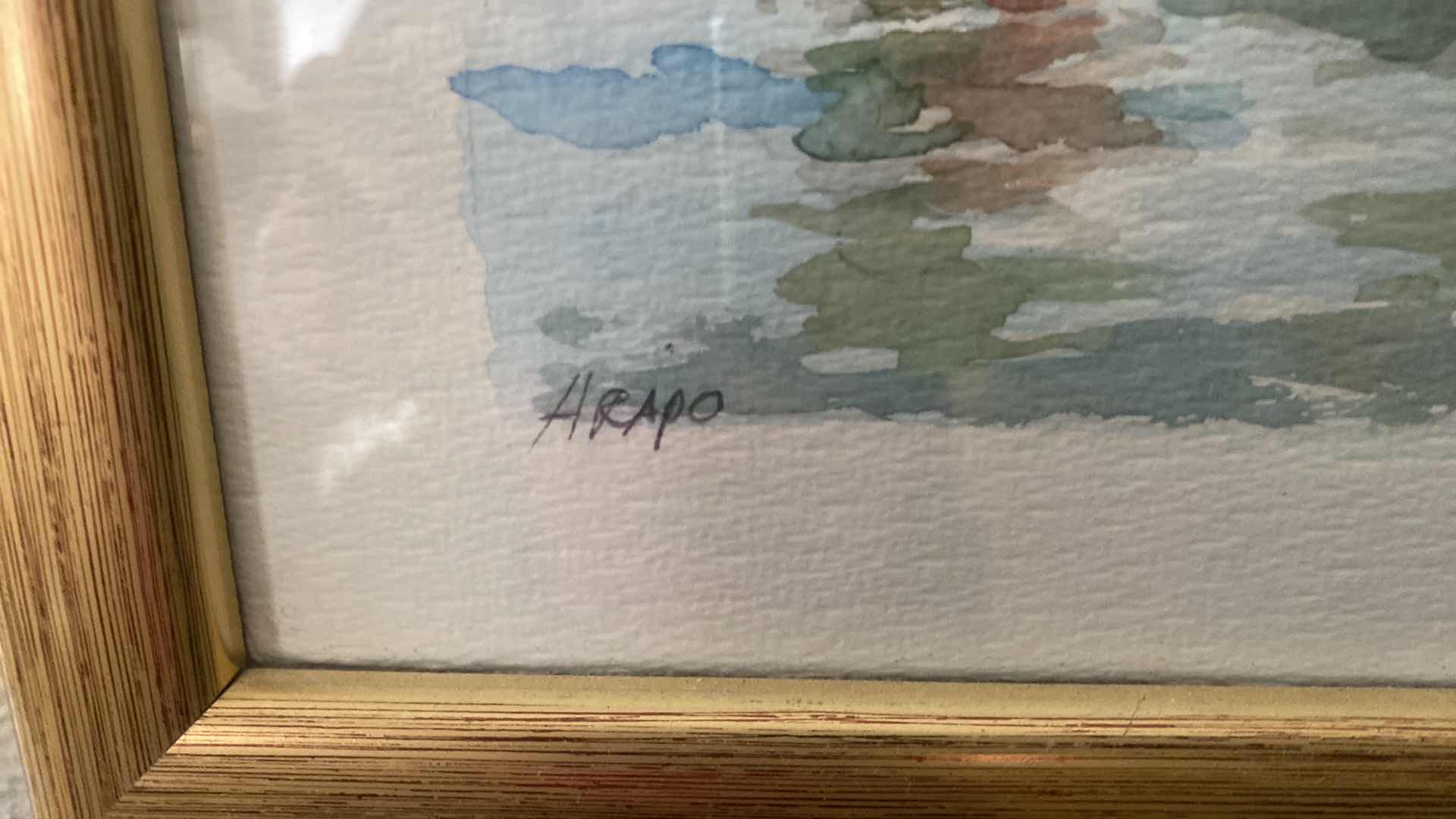 Photo 1 of 2 - FRAMED WATERCOLORS SEASIDE SIGNED ARTWORK 16 1/2” x 13”