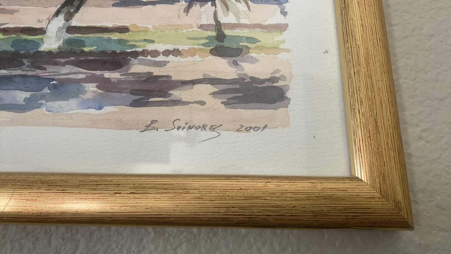 Photo 1 of 2 - FRAMED WATERCOLORS SEASIDE SIGNED ARTWORK 16 1/2” x 13”