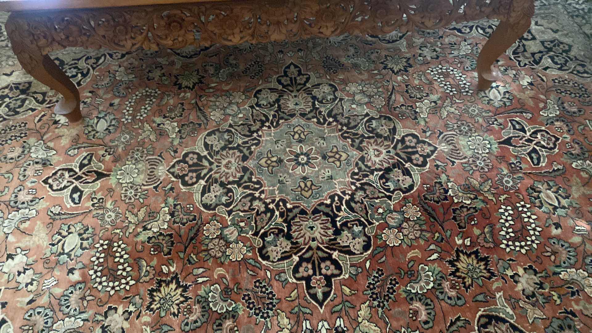 Photo 1 of SILK WOOL COTTON KASHMIR AREA RUG WITH COA 8’ 9” X 6’ EXCLUDING FRINGE