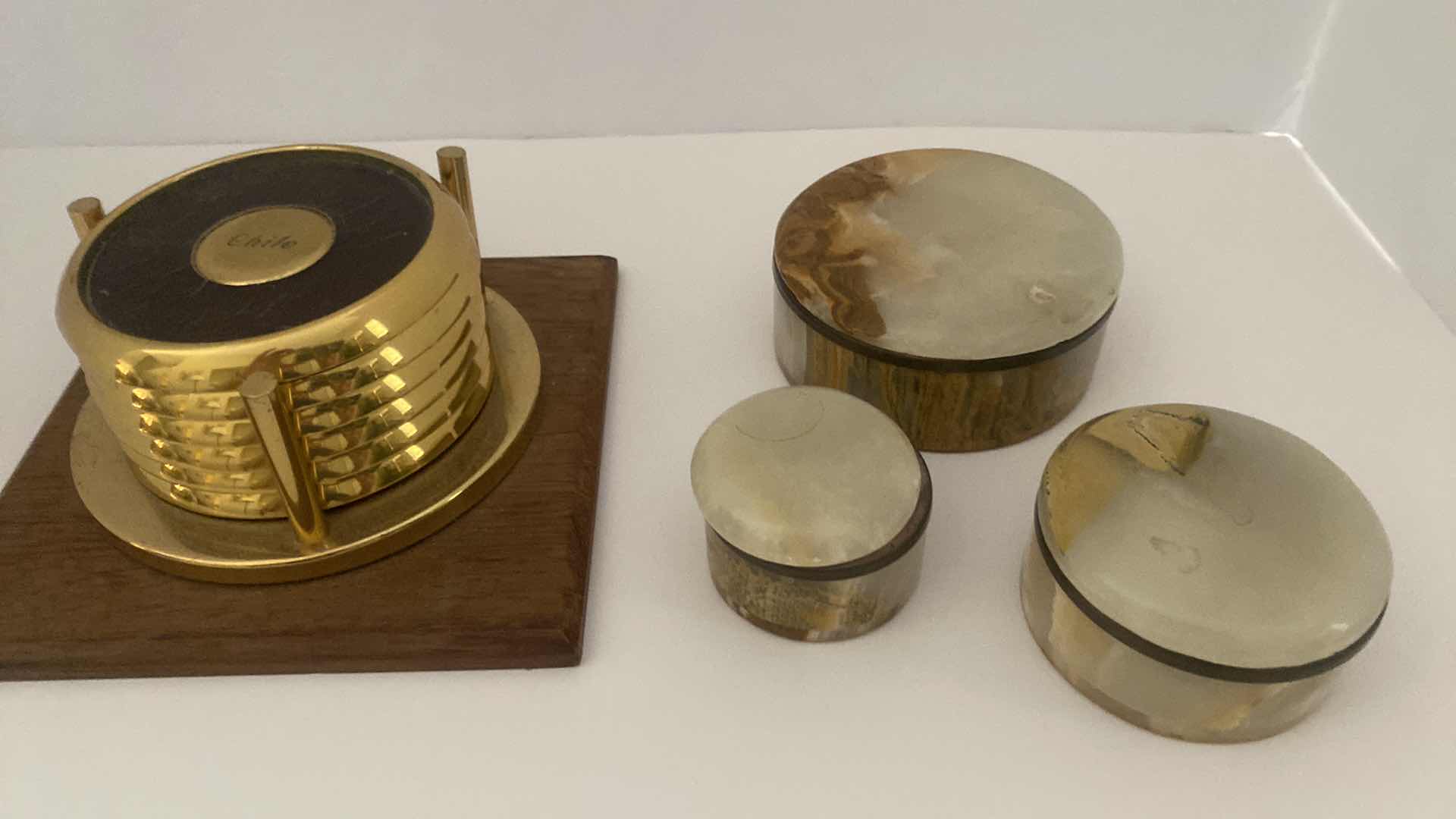 Photo 1 of COASTERS FROM CHILE AND 3 MARBLE TRINKET BOXES